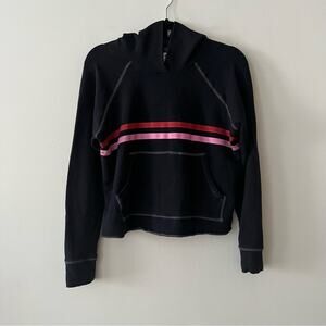 Sundry Black Striped Hooded Sweatshirt